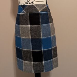 Talbots Blue and Black Plaid Pencil Skirt